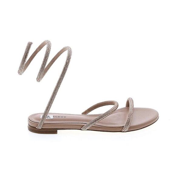 Lola Cruz Piale Pink Cream Blush Rhinestone Wrap Flat Sandals 36 - Picture 1 of 3